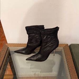 Aldo Black Heeled Leather Boots- worn once